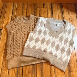 ❤️4 for $25 Brown and Beige Knit Sweater Vests lot